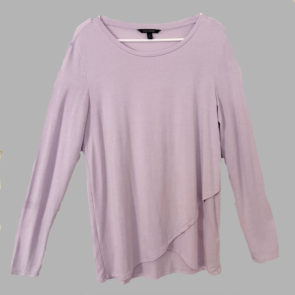 Banana Republic Lilac Purple Long Sleeve Shirt With Criss Cross Hem In Sz M EUC